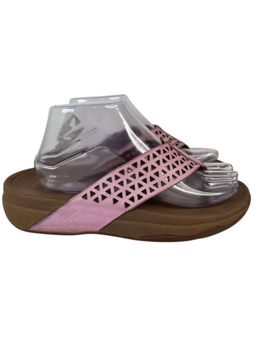 FitFlop Surfa Lattice Leather Slides Microwobbleboard Dusty Lilac Size 8